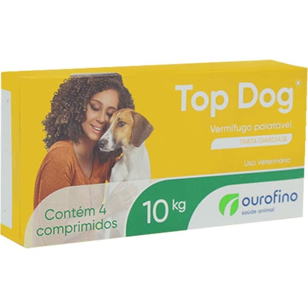 Vermifugo Ourofino Top Dog para Cães de até 10 Kg - 4 Comprimidos