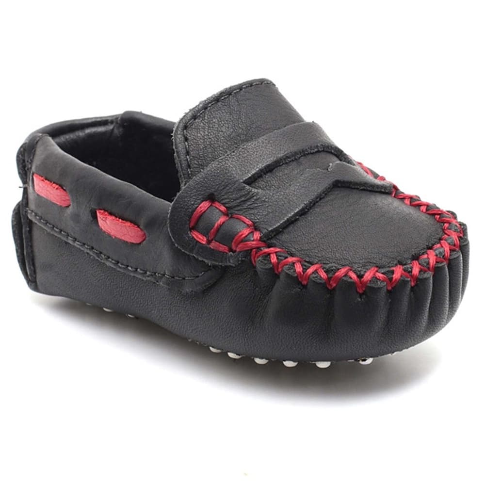 Mocassim Terra Pé Baby Preto e Bordô Tam. 17 | De 6 a 8 Meses