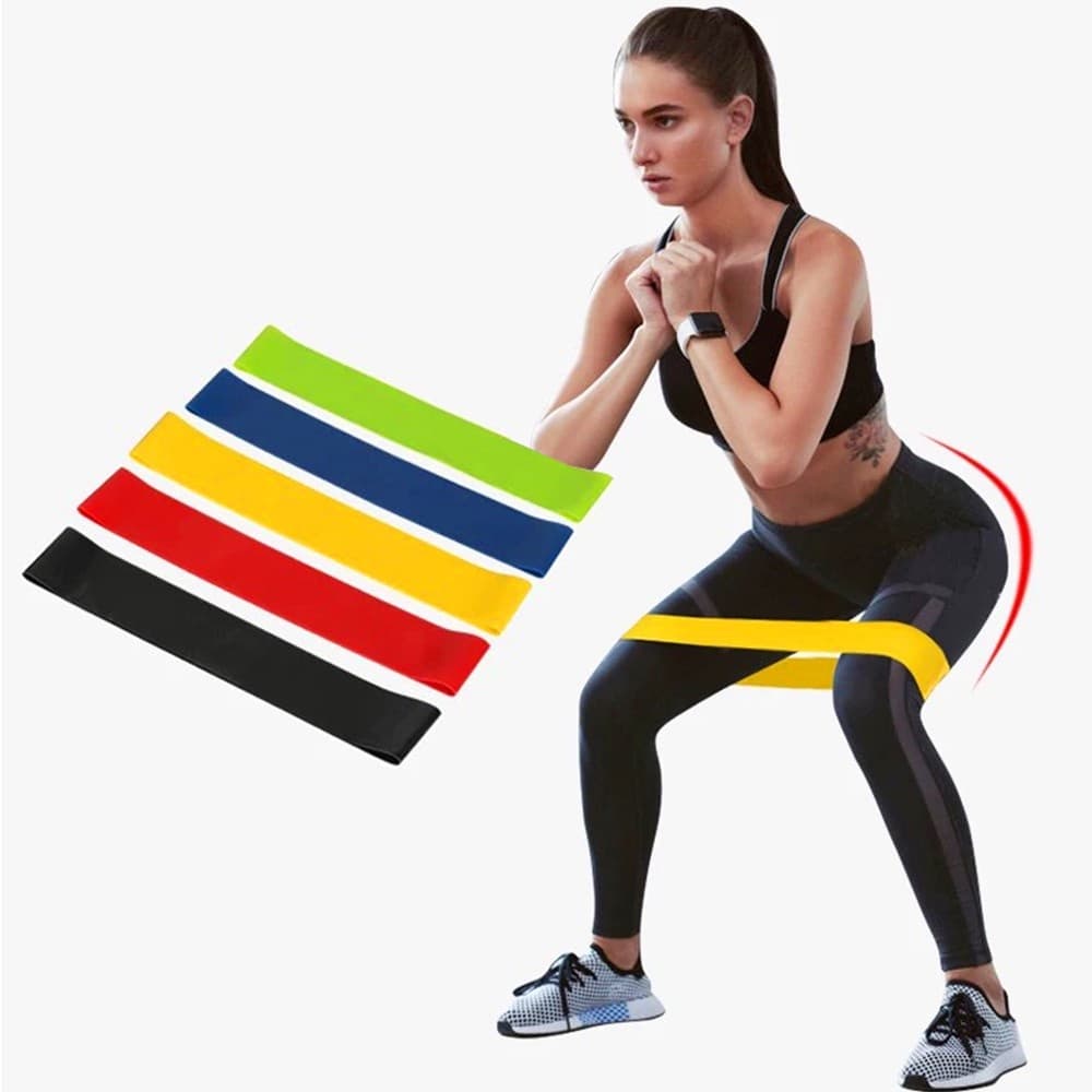 Kit 5 Faixas Elástica de Resistência para yoga Pilates Treino Academia
