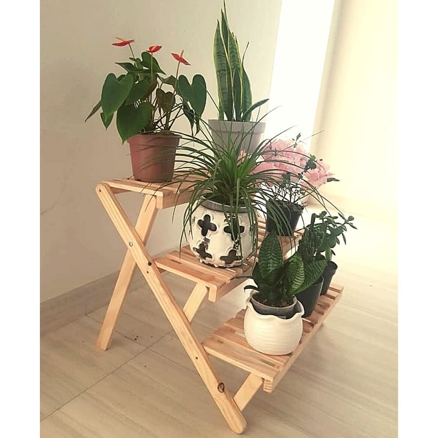 Jardim Vertical estante escada 3p para vasos Flores ou Horta na varanda Apartamento
