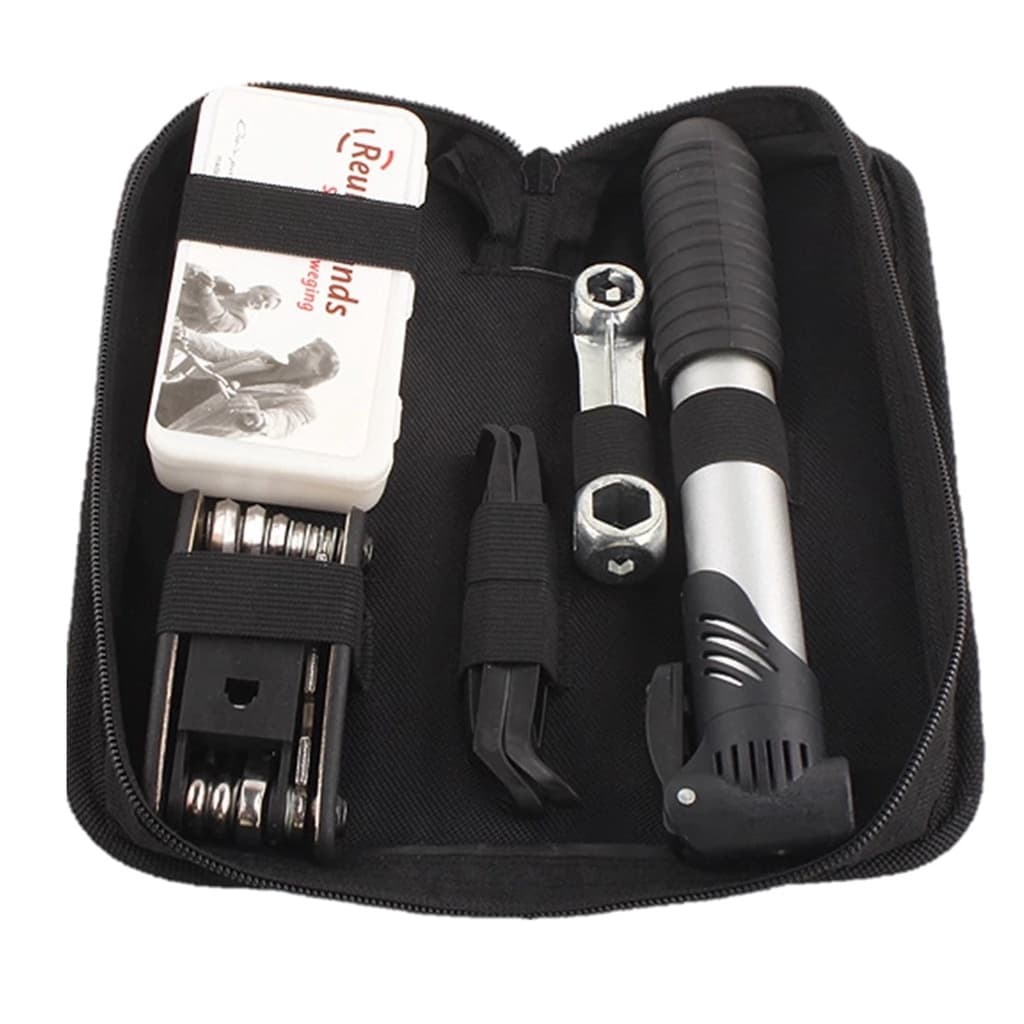 Kit Ferramentas Bike Chaves Bomba de Ar Remendo Reparo Bicicleta Bolsa Para o Quadro