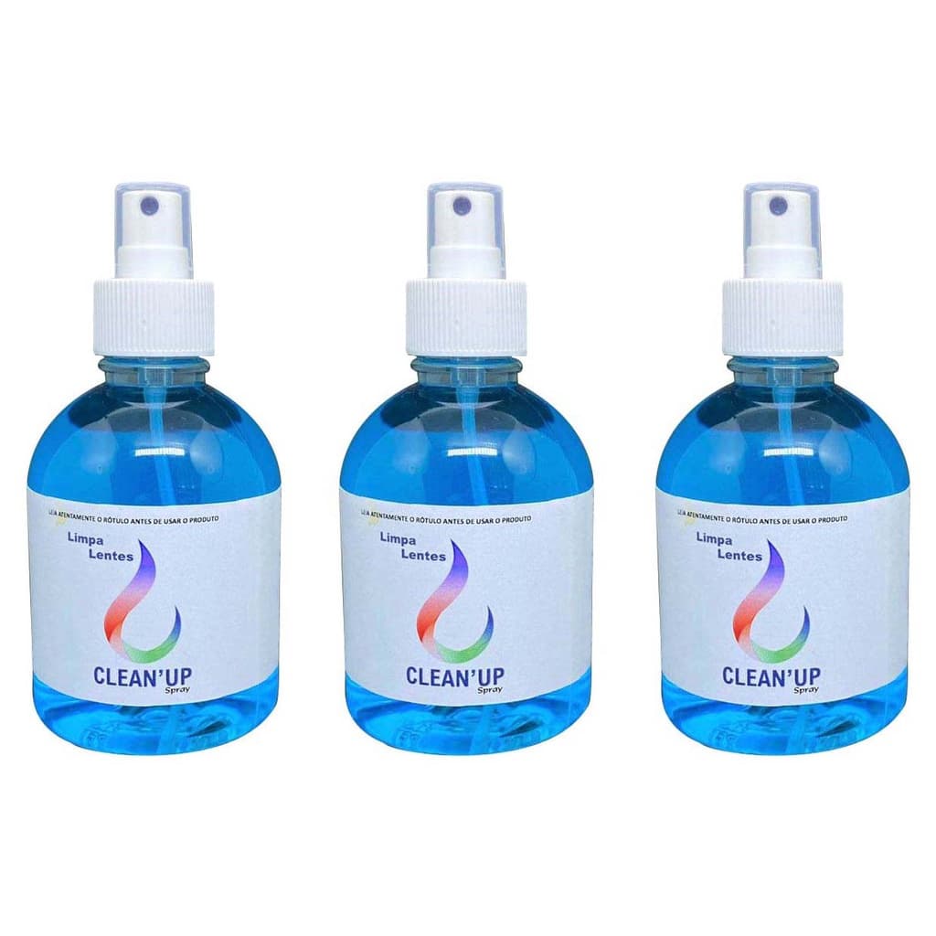 Kit de 3 Limpa Lentes 250 ml Para limpeza do Óculos, Tela de Celular, TV, PC, Capacete, Câmera