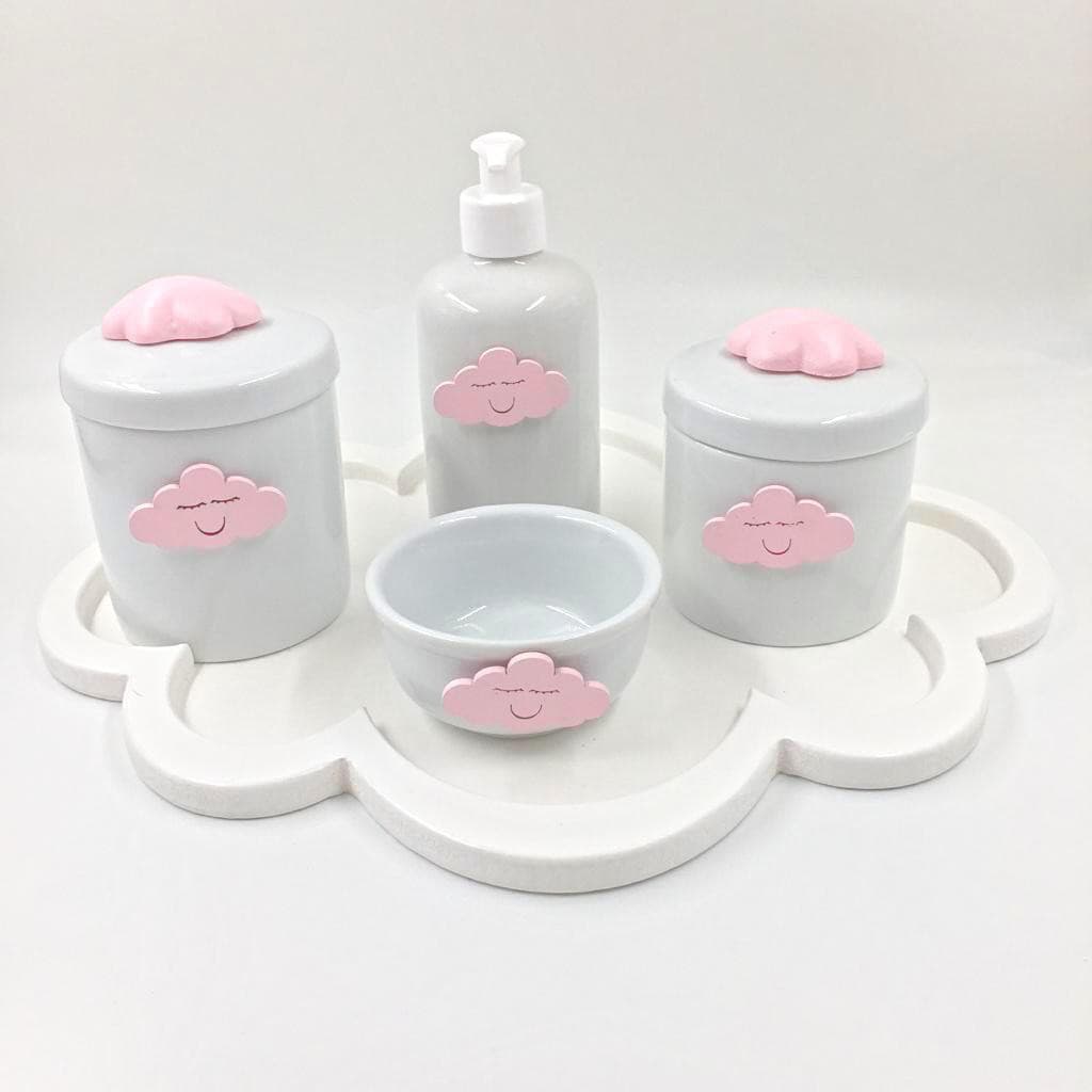 Kit Higiene Bebê Porcelana Nuvem várias cores  5 Peças