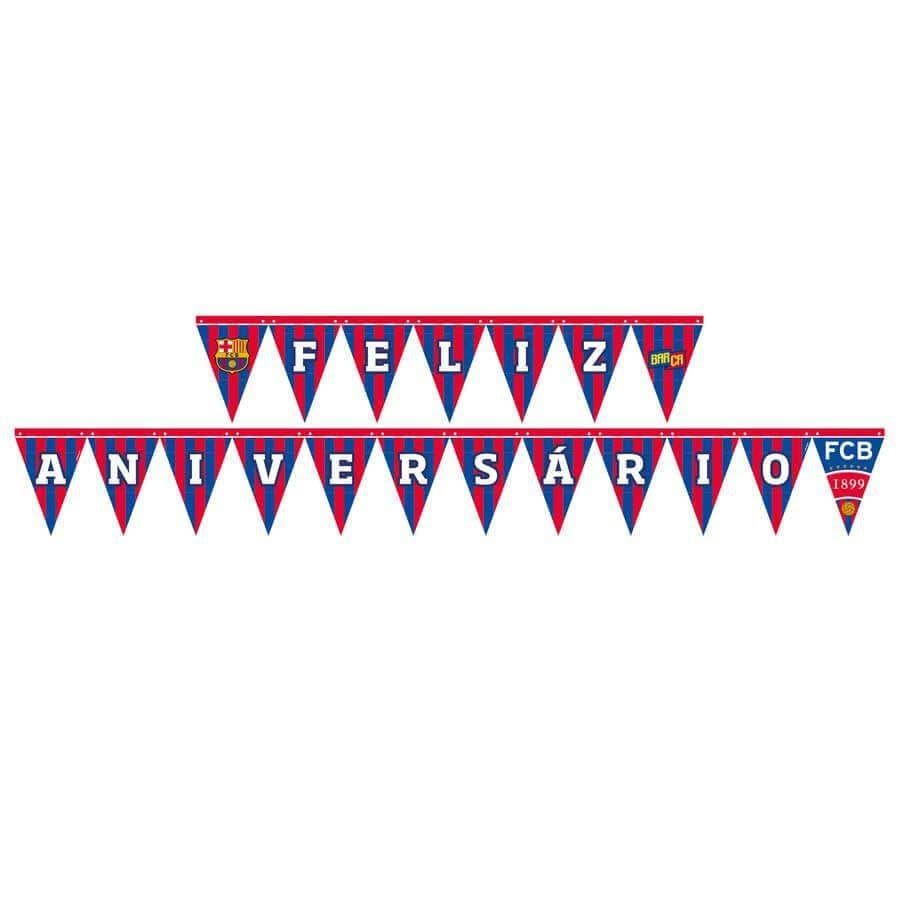 Faixa de Feliz Aniversário Barcelona Futebol - Festcolor Promo