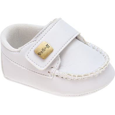 Mocassim com sola cor branca menino para batizado