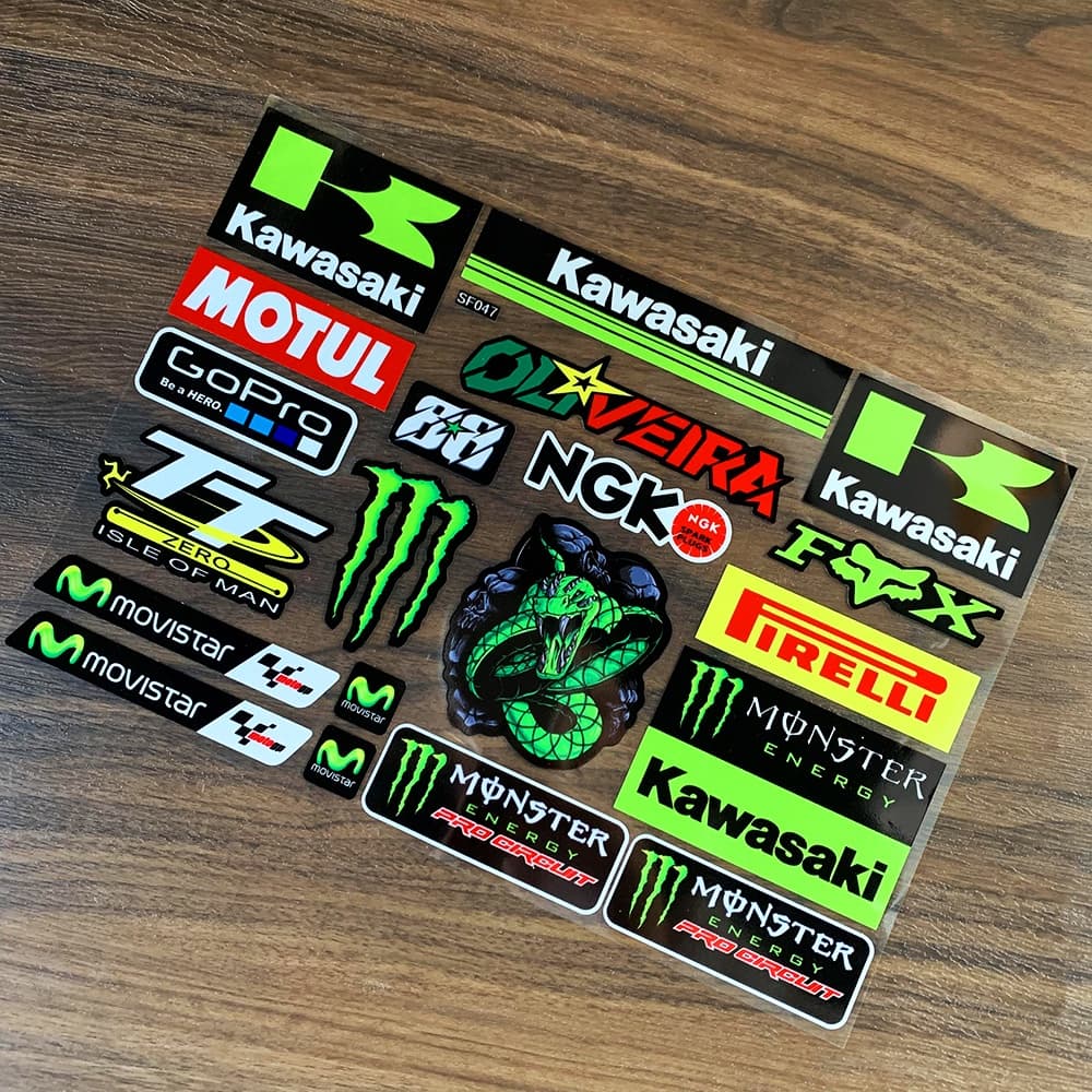 1 Set para Kawasaki Adesivo Moto Marcas De Periféricas Decalque Reflexivo Motorcross Modificado Adesivos