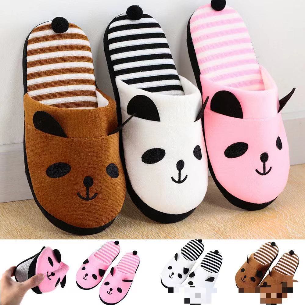 Pantufa de Pelúcia Chinelo de inverno estampa de Panda Confortável e Macia Antiderrapante Quentinho Adulta Infantil