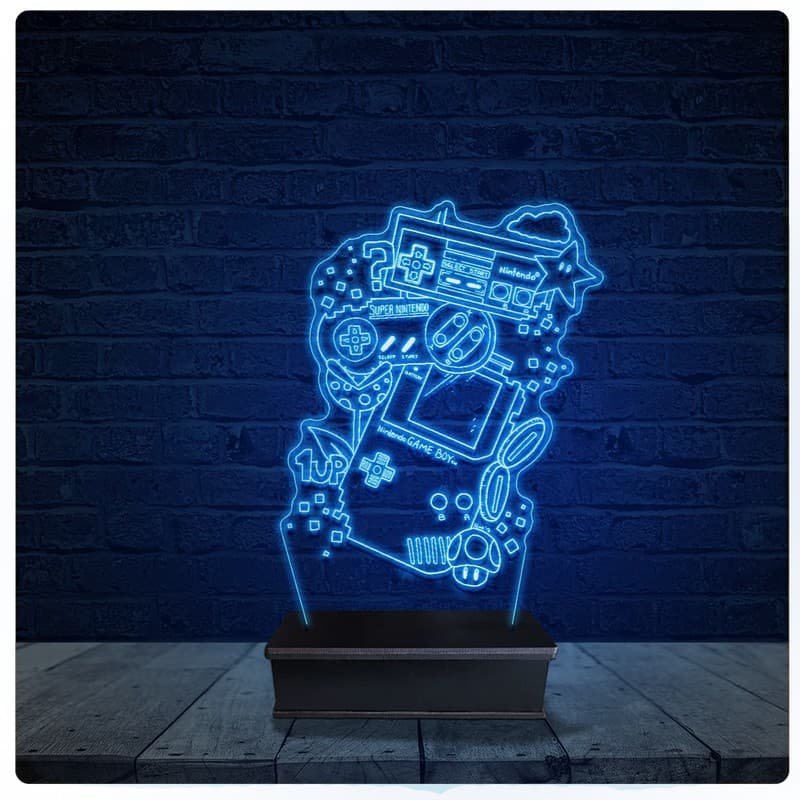 Luminária Led Acrilico Abajur - Nintendo Consoles Jogos