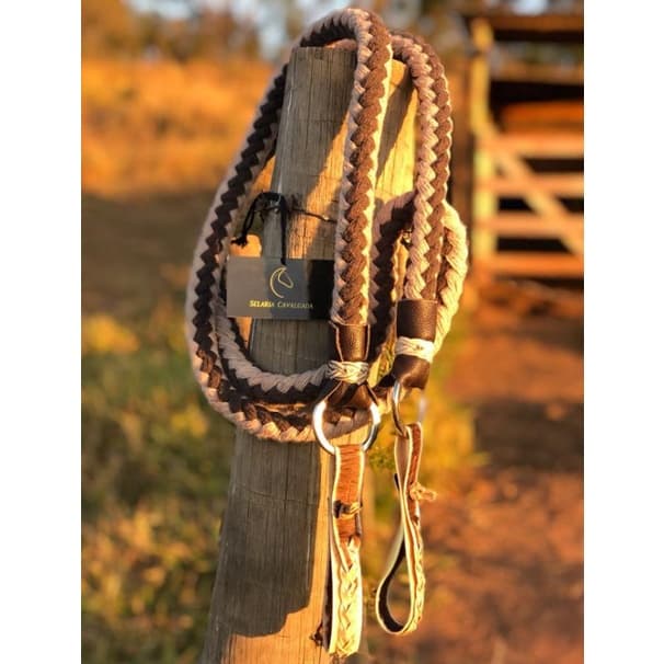 Rédea Trançada Luxo Acabamento Profissional Apresentação Pista Cavalgada Macia