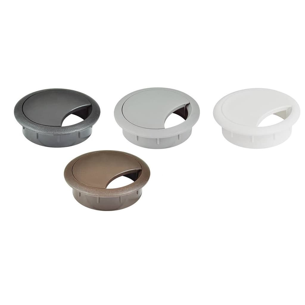 Passa Fio Branco Mesa Computador 60mm Passa Cabo Para Moveis Escritório Branco Preto Cinza Marron/Tabaco