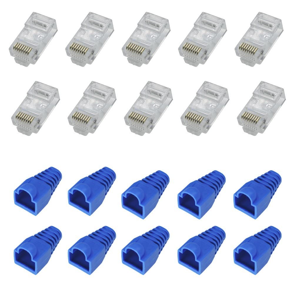 kit 20 conector rj45 Cat5e + 20 capa protetora para conector rj45