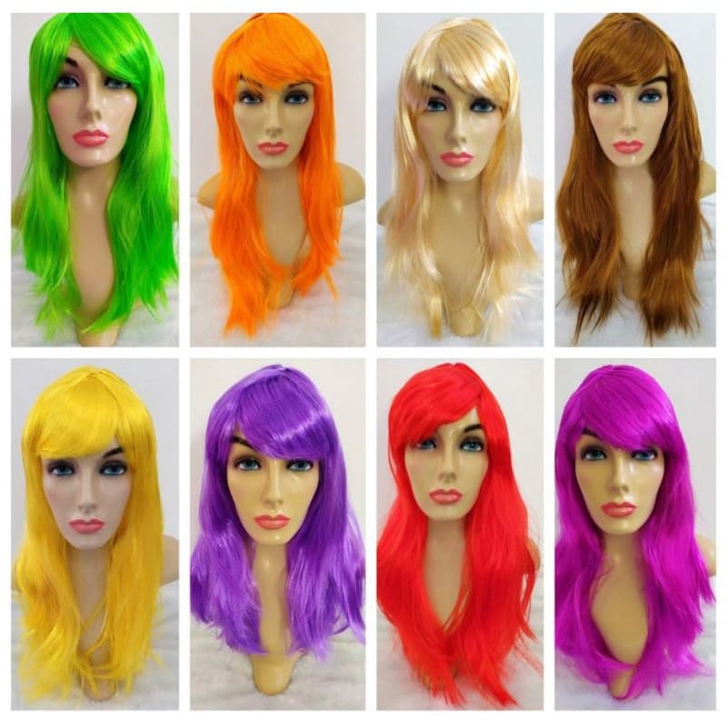 Peruca Longa lisa Varias Cores Colorida Cosplay Comemoraçâo Eventos Carnaval