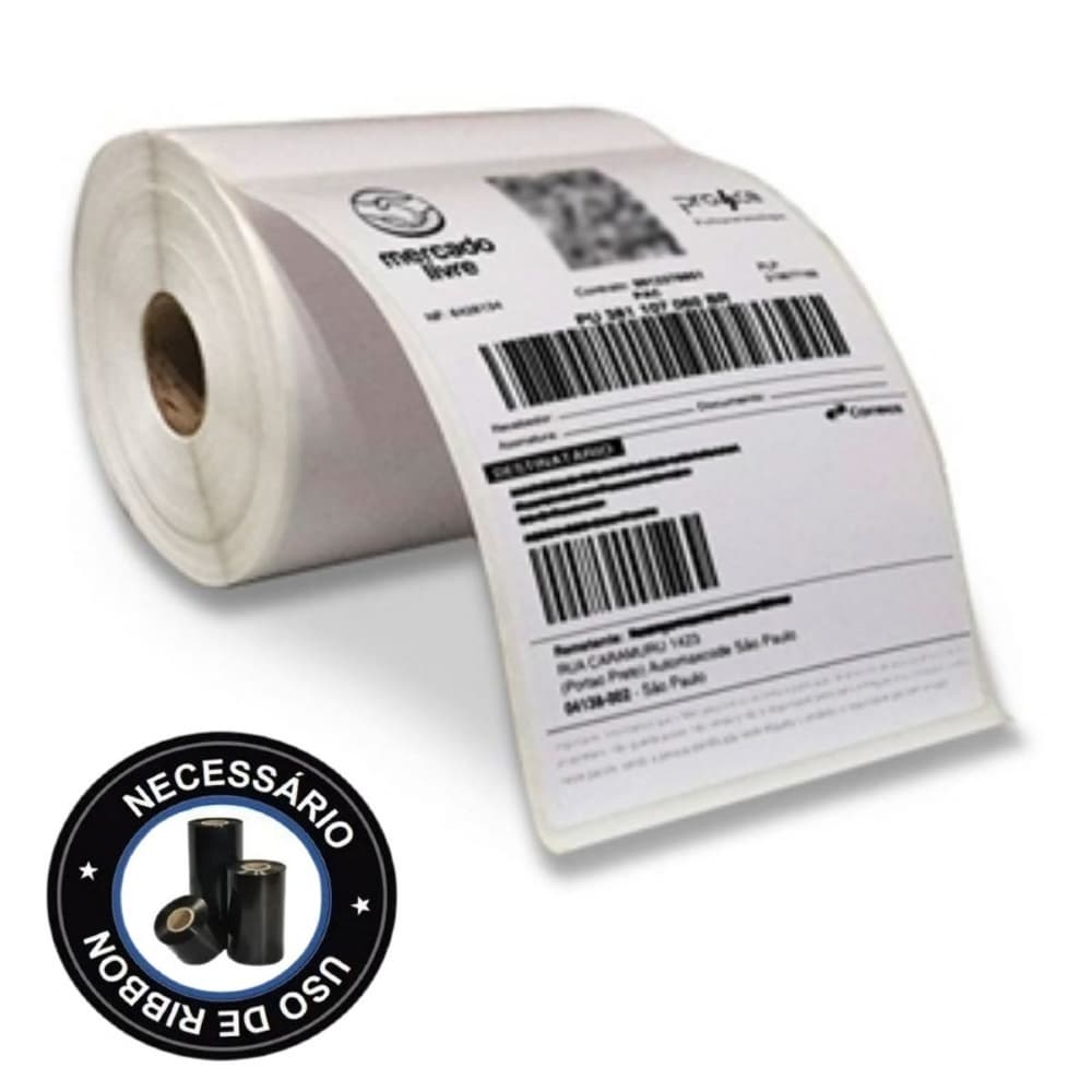 3 rolos Etiqueta ELGIN L42 10x15 Cm Couchê Serrilha