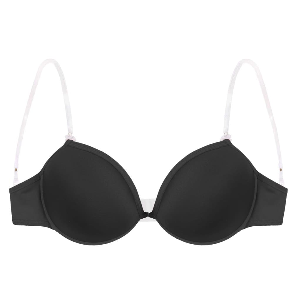 Sutiã com bojo liso alça transparente e removível costas de silicone tomara que caia