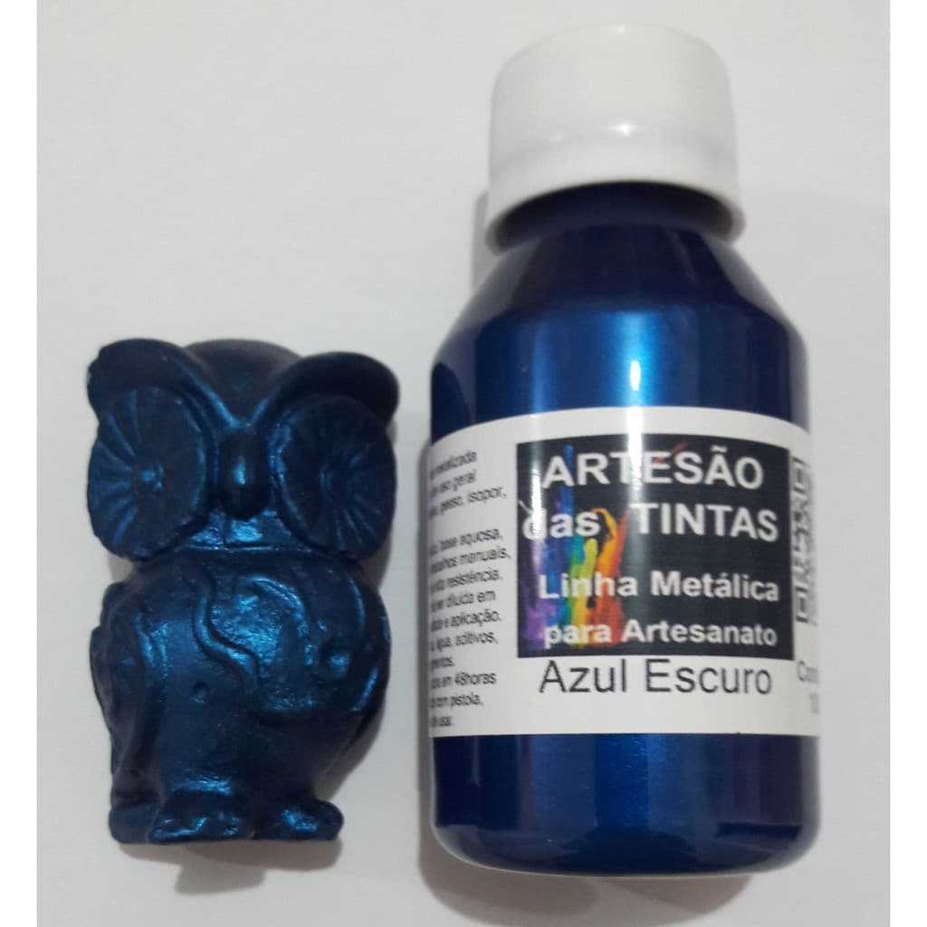 Tinta Perola Azul Escuro Metálica para Artesanato - 100ml