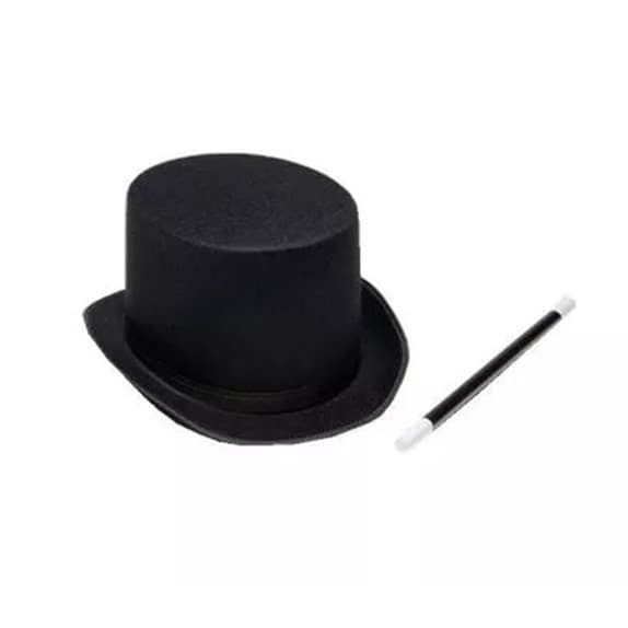 Chapéu Cartola De Magico Adulto + Varinha Carnaval Fantasia