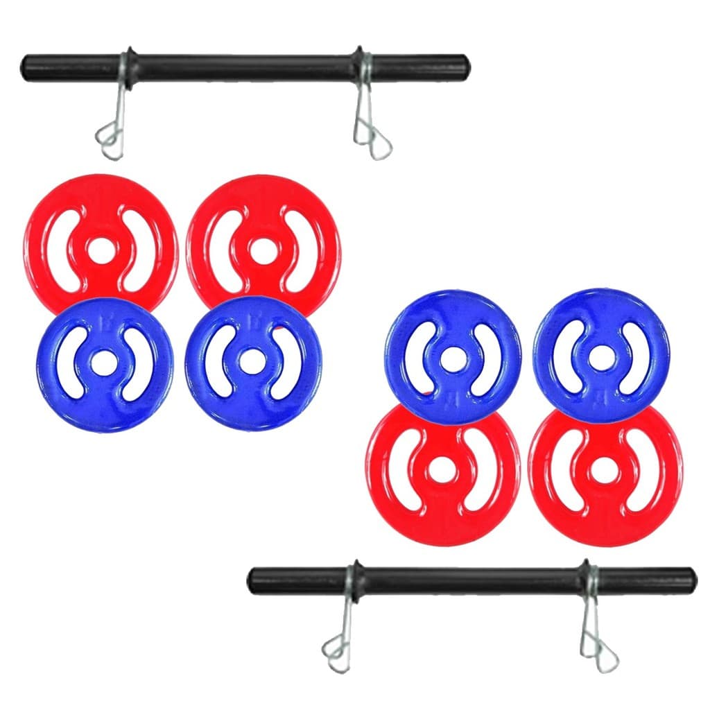 Kit 24kg de Anilhas + 2 Barras Preta 40cm + 4 Presilhas - Rythmoon