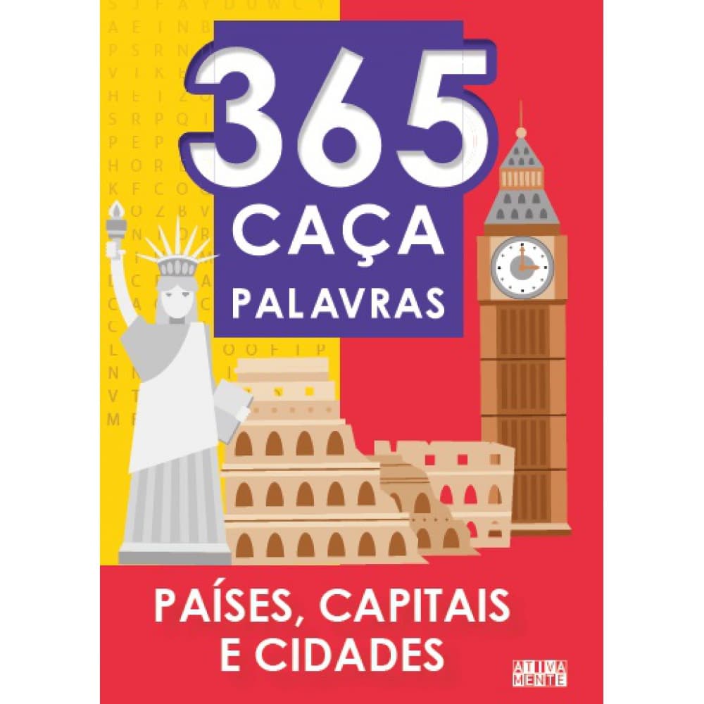 Livro - 365 Caça-Palavras - Países, capitais e cidades - Capa comum - Ativamente