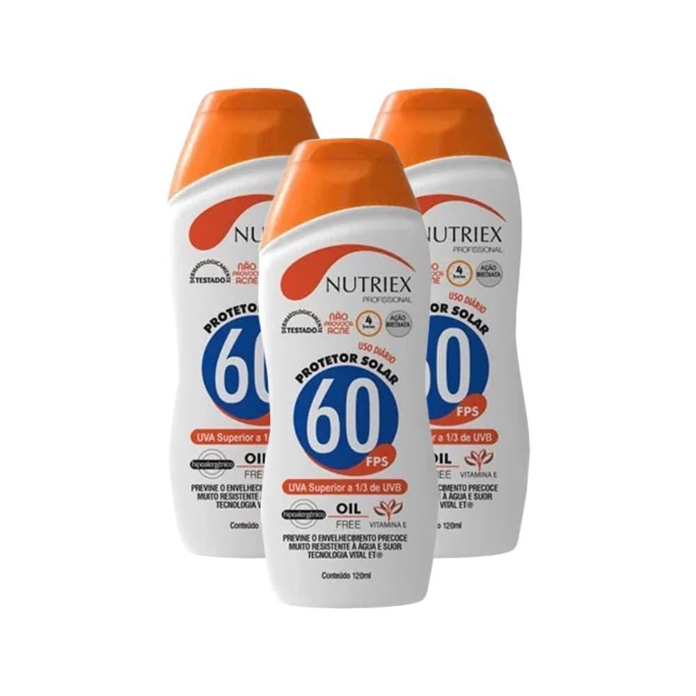 Kit 3 Protetores Solar Fps 60 1/3 Corporal 120ml Nutriex