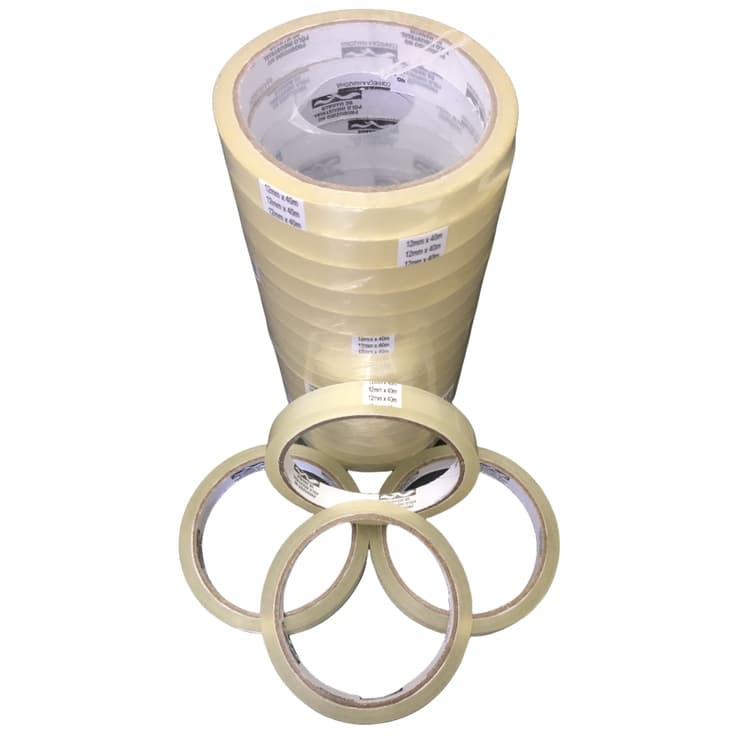 Fita adesiva transparente fina Rolo 12mm x 40m -  Pacote 20un