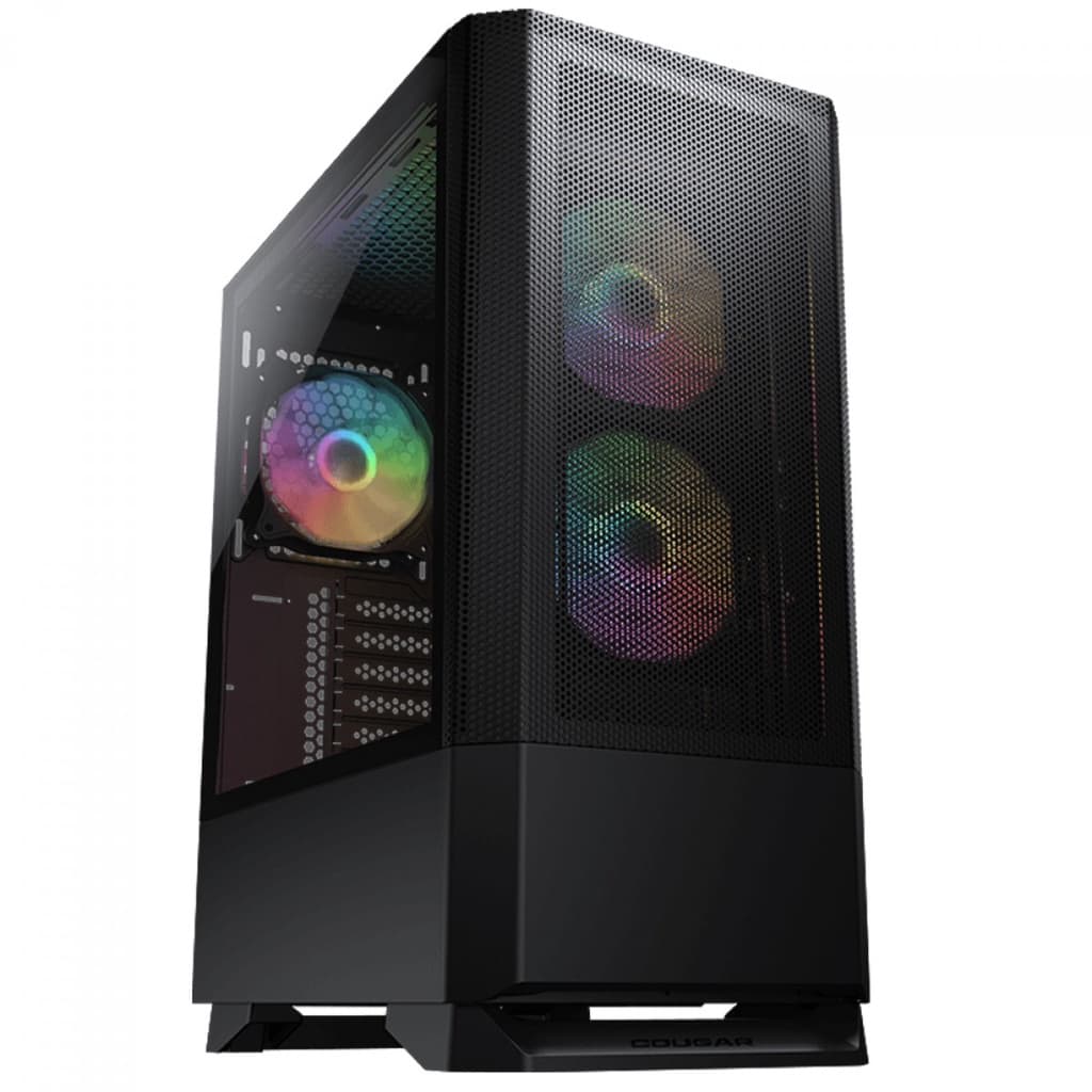 Gabinete Gamer Cougar MX430 Mesh RGB, Mid Tower, Vidro Temperado, ATX, Black, Sem Fonte, Com 3 Fans ARGB - 3851C60.0003