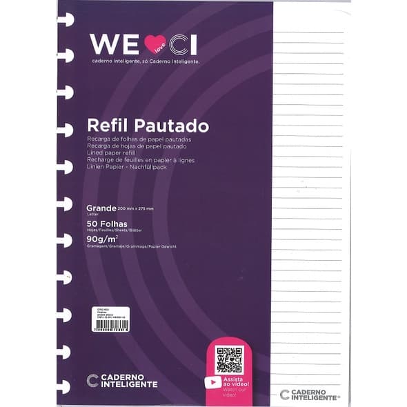 Refil Pautado Caderno Inteligente 50 Fls