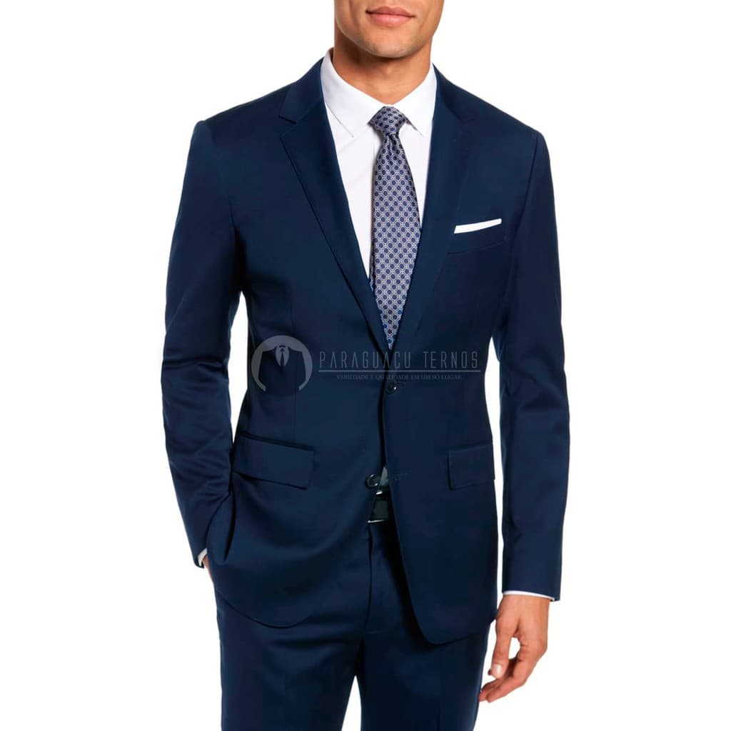 Terno Slim Fit Azul Marinho Oxford C/Italiano +4 Cores Premium (Paletó + Calça) + Promoção Atacado