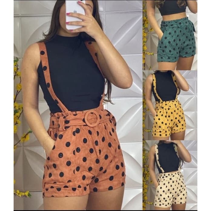 JARDINEIRA EM POÁ C/ CINTO SUPER VERSÁTIL, PODE SER SHORTS OU JARDINEIRA 🤩