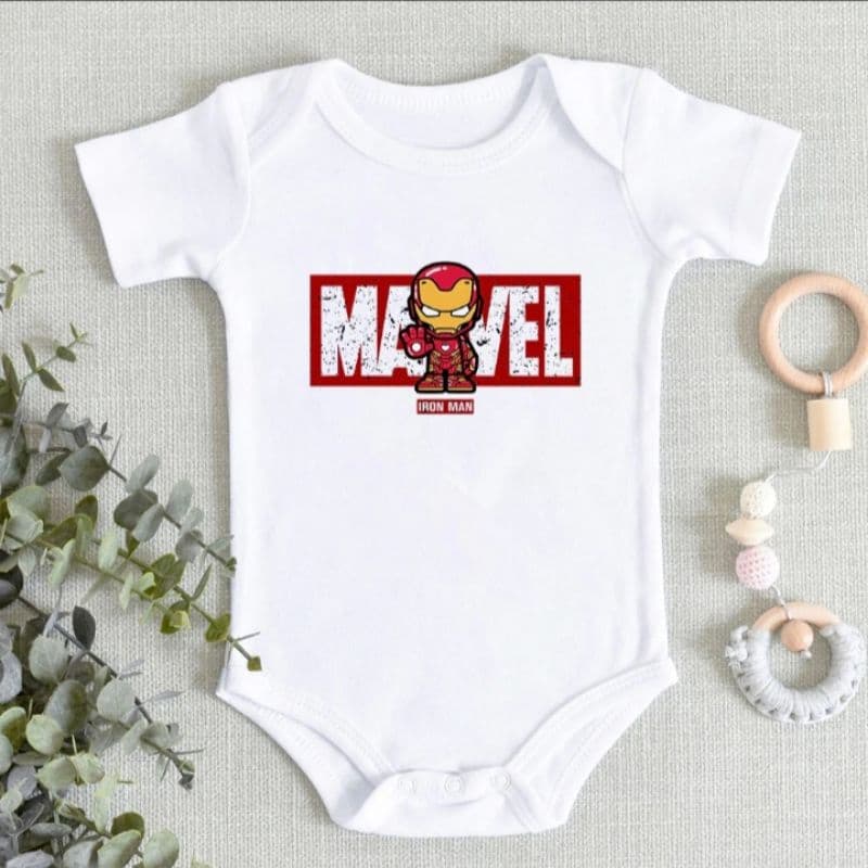 Body Bebê Neném Personalizada Marvel Homem de Ferro