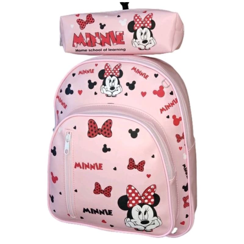 Mochila Bolsa Infantil Escolar Menina Minnie Stitch Creche Passeio Escola