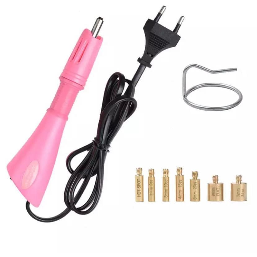 Caneta Aplicadora de Strass Hotfix, Vinil Termocolante Rosa Bivolt