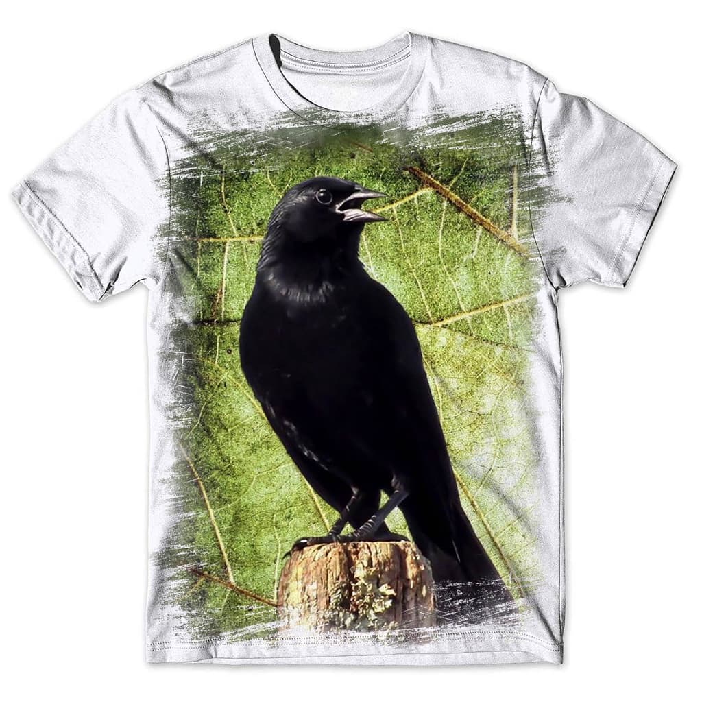 Camisa Camiseta Masculina Ave Pássaro Preto Graúna
