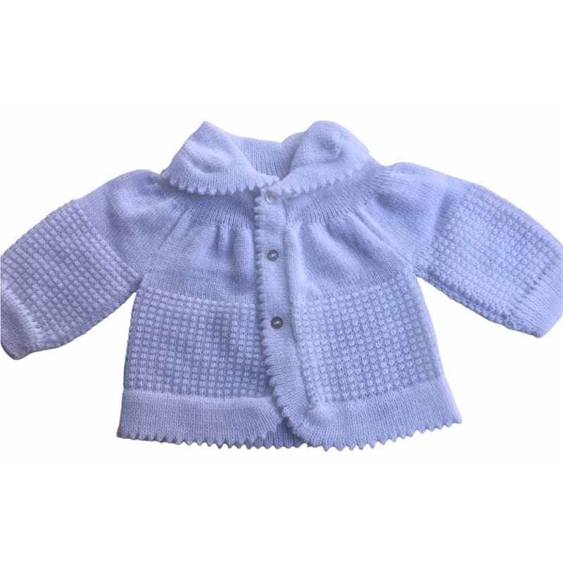 Casaco com Gola Branco Bebê Tricô Menino Menina