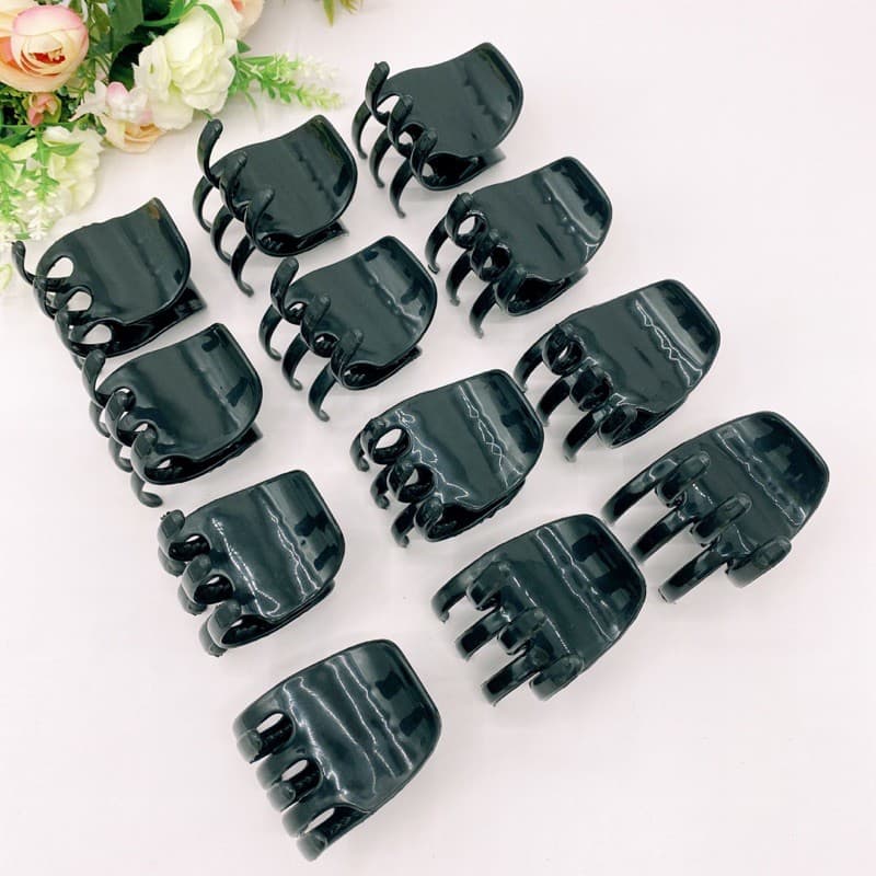 Kit Ate 36 piranhas tridente prendedor de cabelo cores preta e transparente