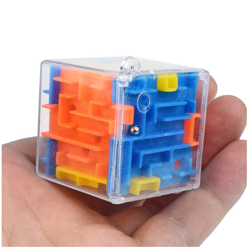 Kids Portable Mini 3D Maze Fingertip Cube Balance Educational Toy / Six-sided Rotating The Roll Adult Office Relieve Stress Toys Gift Key Chain