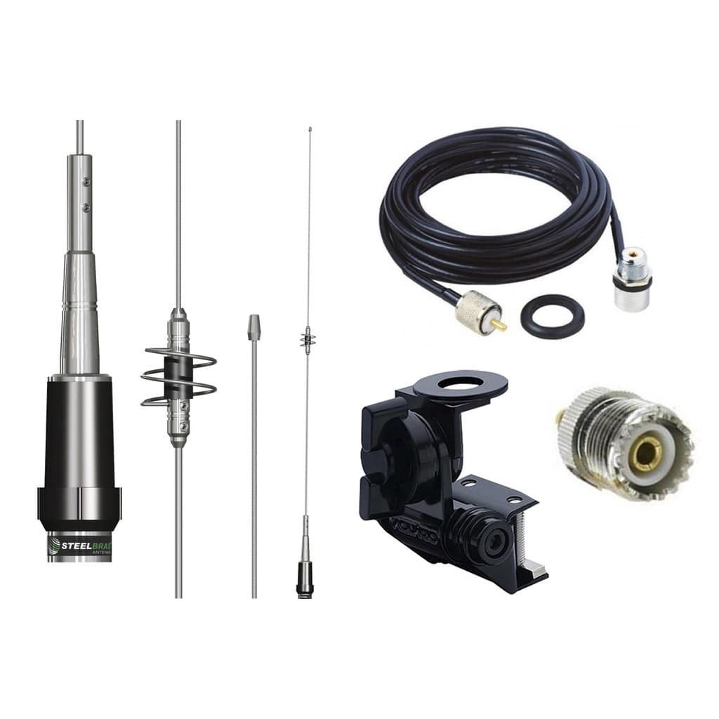 Antena Móvel Dual Band 86cm Ap0191 Suporte De Calha Cabo 5,5 Metros Adaptador Baofeng