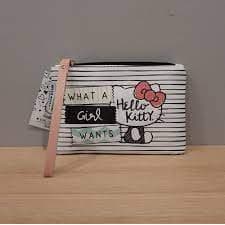 Carteira almoço PU listrada em branco e preto Tema: Hello Kitty