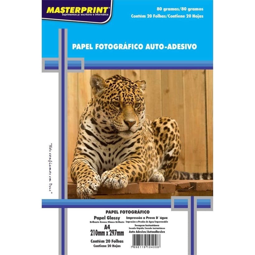 Papel Fotográfico Adesivo A4 Glossy 80G 20fls Masterprint