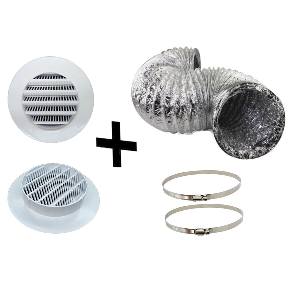 Kit P/ Instalação De Coifas Com Grelha De Exaustão 100mm E Duto Flexível