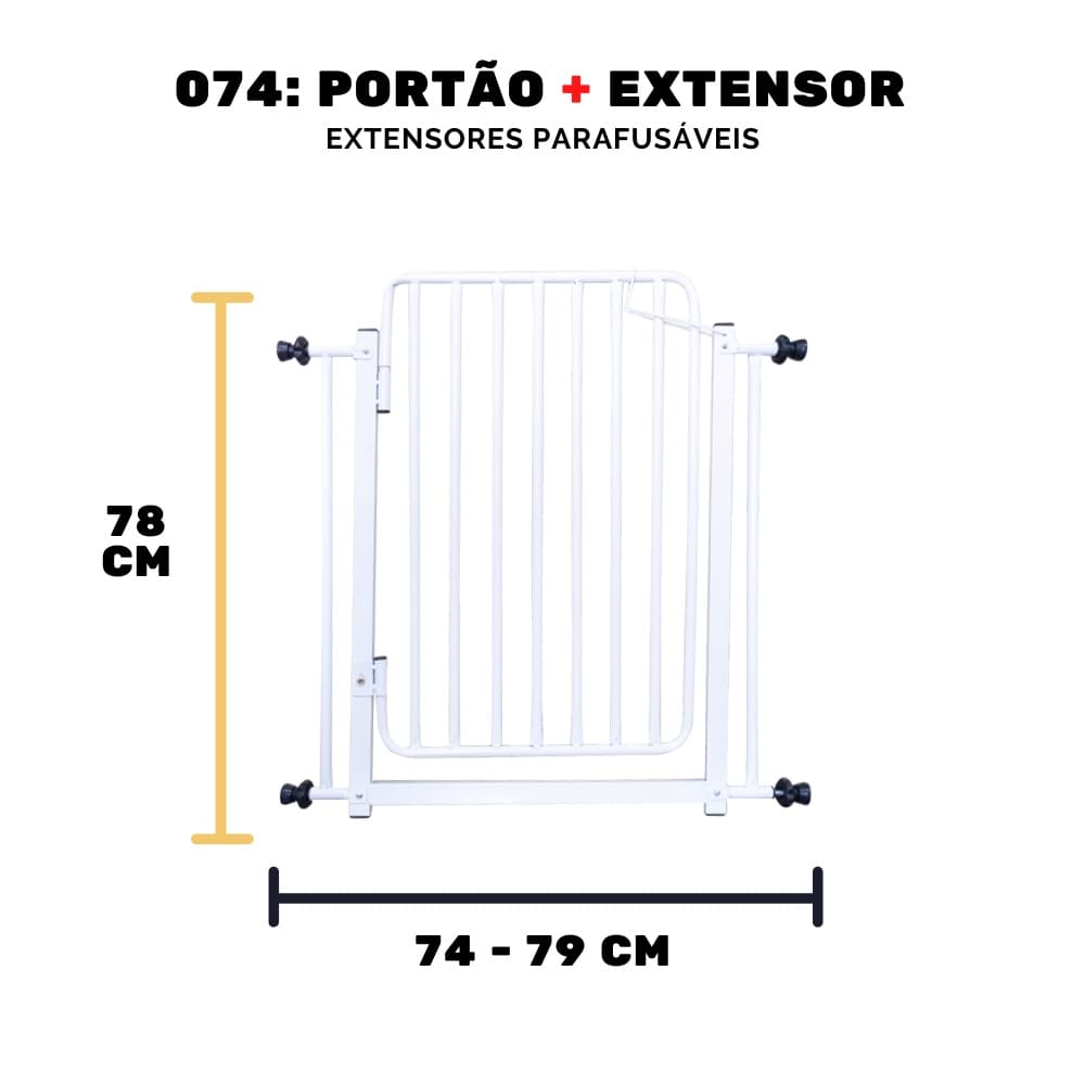 Grade De Porta Portão Reforçada Pet Criança Segurança 74/79 Cm Reforçado