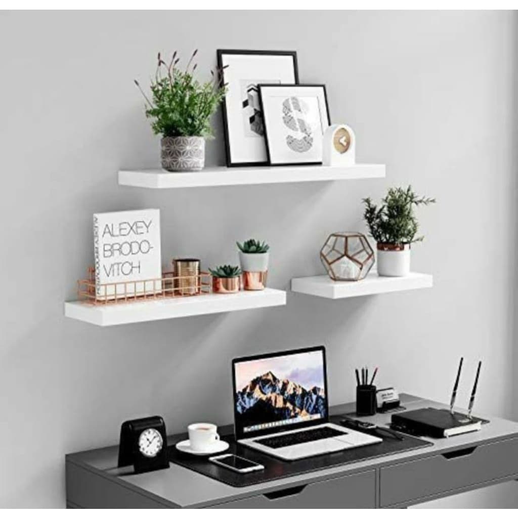 Kit 4 Prateleira 30X10 Reta Branco P/ Decoração, Cozinha, Sala e Quarto