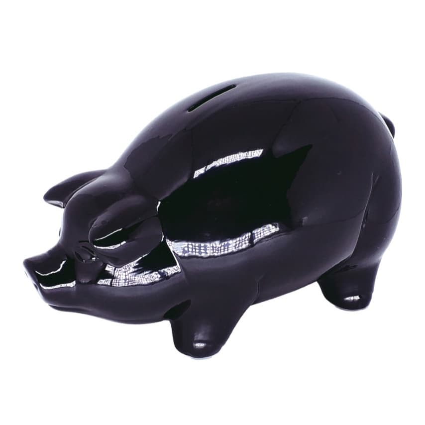 Cofre Cofrinho Porquinho Porco Porcão Preto Prata Grafite Colors Grande De Cerâmica