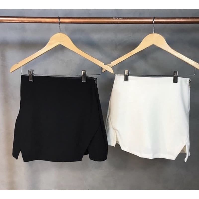 Short Saia Bengaline Fendas Laterais Moda Feminina