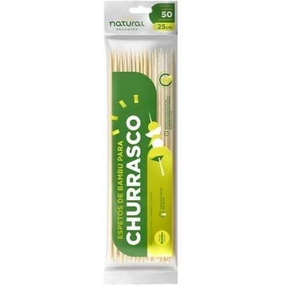 Espeto De Bambu Natural 25cm 50un