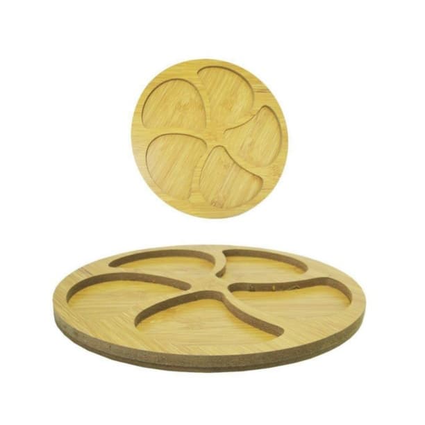 Petisqueira de Bambu redonda 26cm 5 Divisórias MG-5275