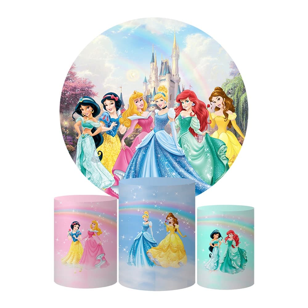 Trio Capas Cilindros + Painel Temas Princesas Veste Fácil
