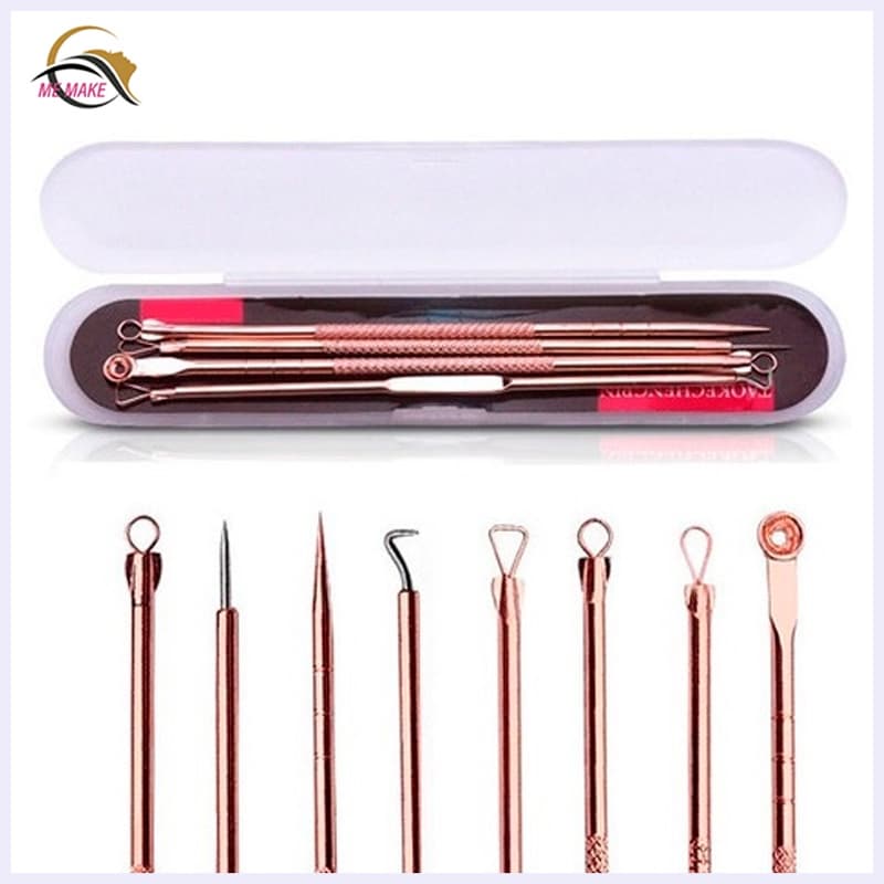 Kit Acne Espinha Extrator De Cravos Profissional Removedor 4 Pçs de Ponta Dupla com Pinça/Extrator/Agulha para Salão