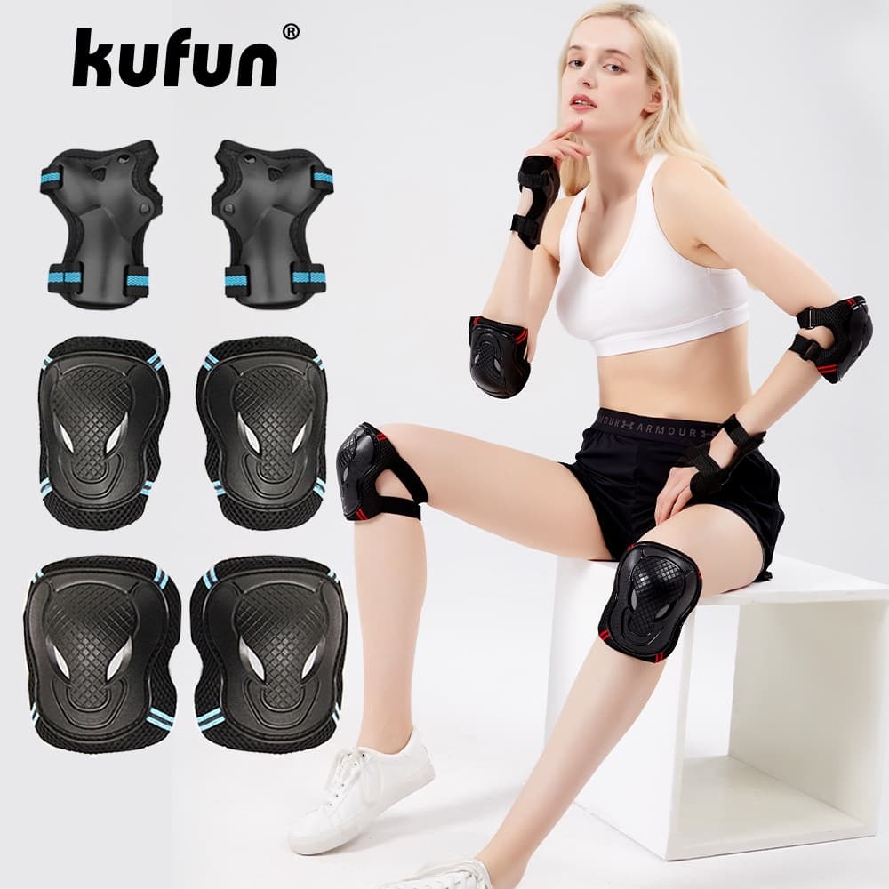 KUFUN 6pçs Kit Equipamento De Proteção Para Criança Patins Cotovelo Joelho Bicicleta Skate Adulto