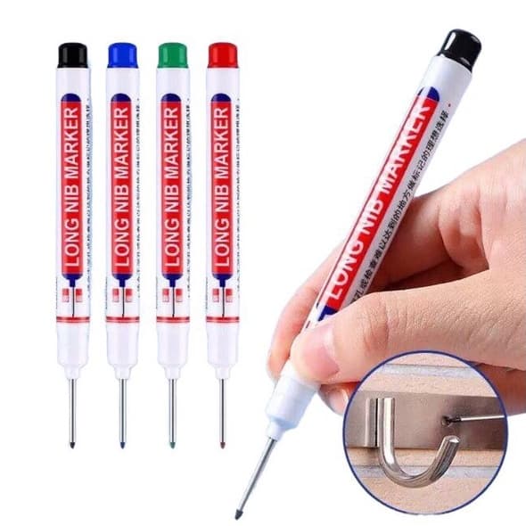 Caneta Marcador Permanente de Ponta Longa À Prova D'água 1mm - Multiuso / Carpinteiro/ Pedreiro/ Marceneiro
