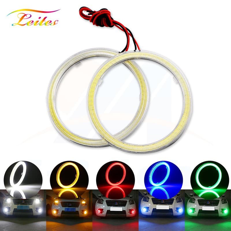 2pcs led cob angel eyes halo Lâmpada Anel Carro Motocicleta daytime running light drl Luz De Nevoeiro Levou Farol 12 V